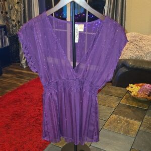 Eyeshadow Purple Sheer Top
